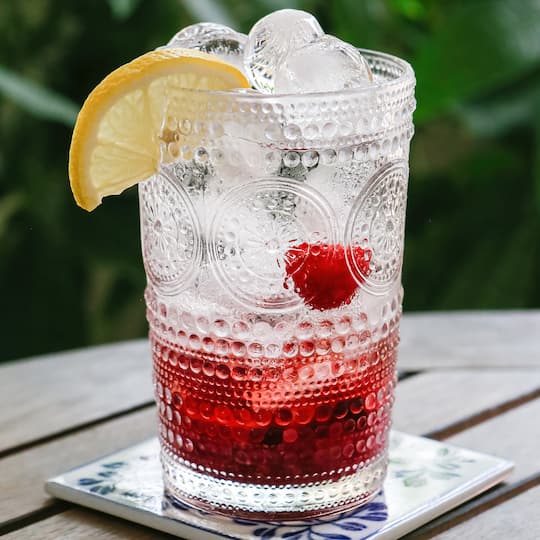 Kate Aspen; Kate Aspen® 13oz. Beaded Floral Clear Drinking Glasses, 6ct.; Category:Drinking Glasses; Image:1